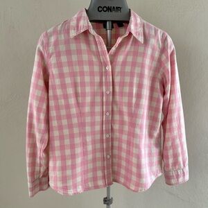 Westbound Pink & White Long Sleeve Checkered Cotton Shirt 12 Petite